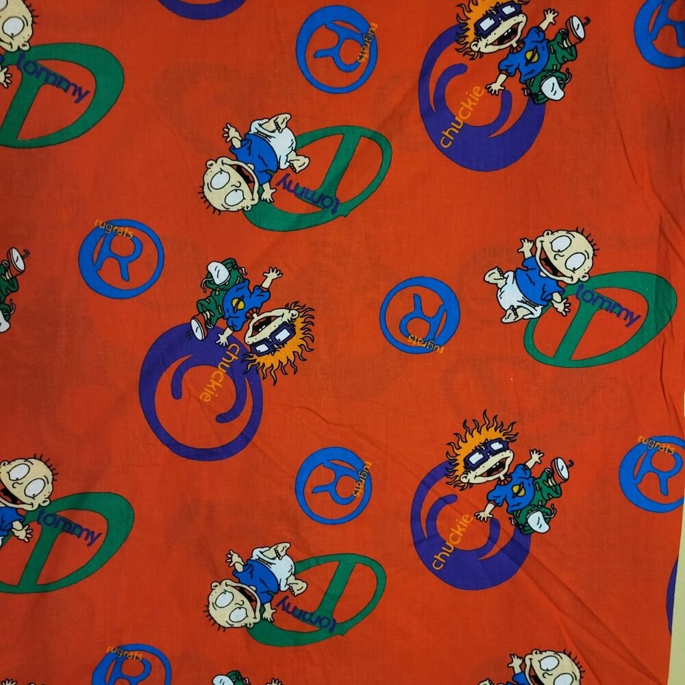 Vtg 1998 Rugrats Cotton Fabric Red Chuckie Tommy - 3 Yards